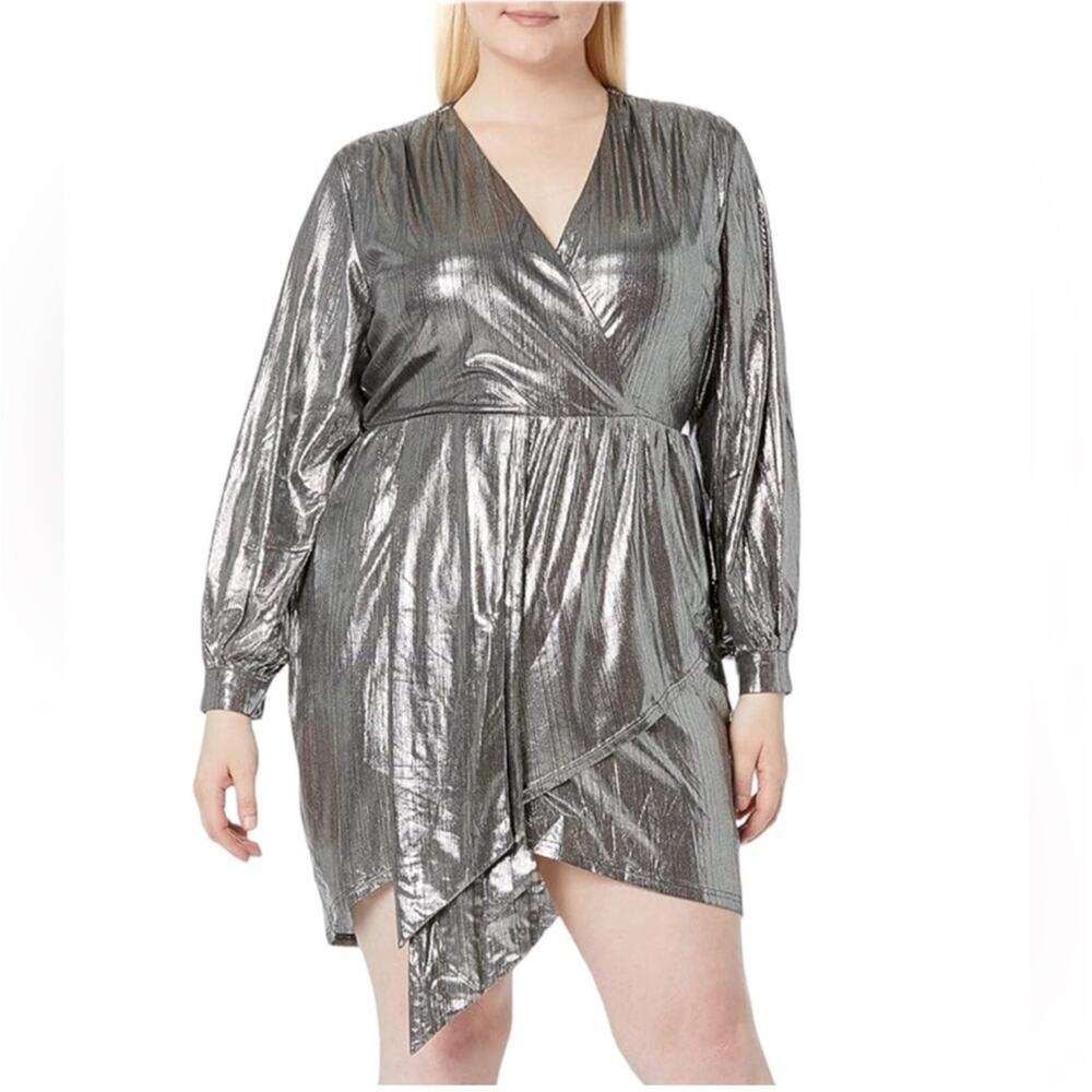 NWT CCX x City Chic Ambiguous Party Dress in Gun Metal